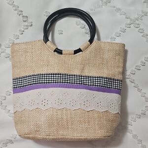 Stylish Tan and Purple Women's Bag